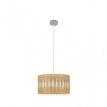 Distribuidor - Lâmpadas Diversas | Colgantes Moderno | COLGANTE ALEXANDRA 1XE27 NIQUEL/MADERA CLARA REGX30X30 CM Ref: 177893085